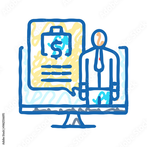financial advisor budget planning icon doodle illustration