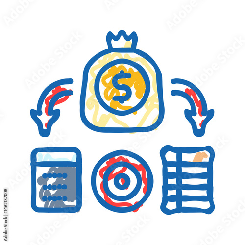 vacation savings budget planning icon doodle illustration