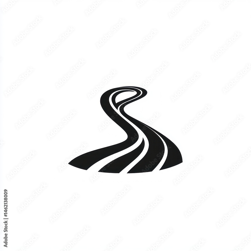 Naklejka premium Abstract road, winding path, graphic design, signage, vector illustration, use in branding, travel, transportation