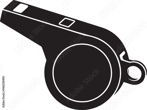 Referee Whistle Symbol in Black | Clean Vector Silhouette for Sports Art and Crafts