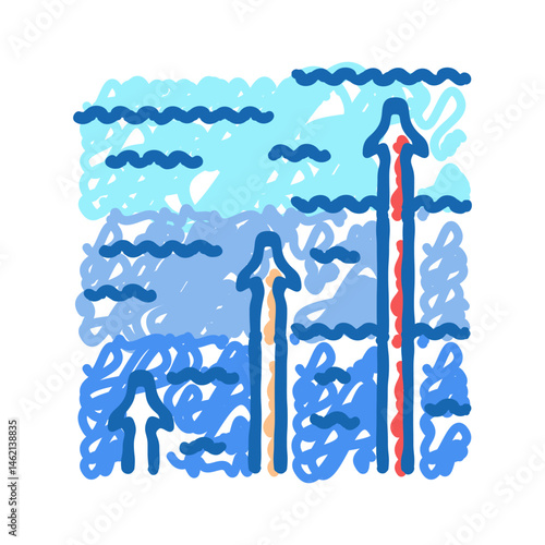 rising water disaster icon doodle illustration