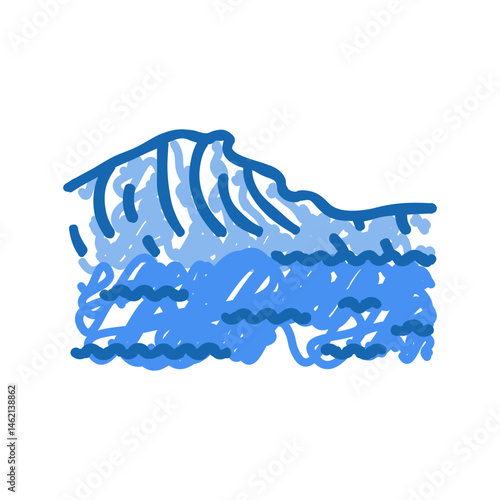 water waves disaster icon doodle illustration