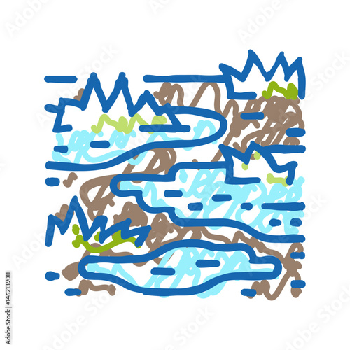 waterlogged ground disaster icon doodle illustration