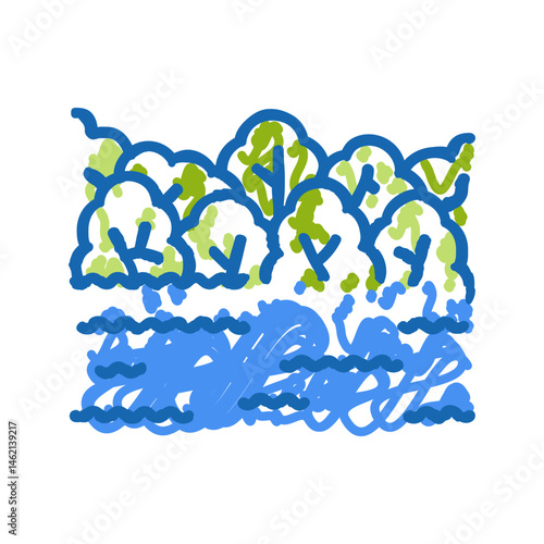 flooded park disaster icon doodle illustration