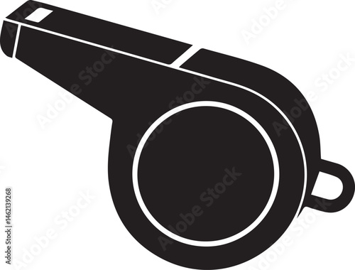 Referee Whistle Symbol in Black | Clean Vector Silhouette for Sports Art and Crafts