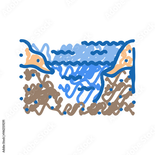 overflowing river disaster icon doodle illustration
