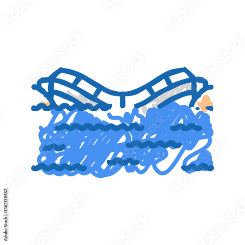 flooded farmland disaster icon doodle illustration