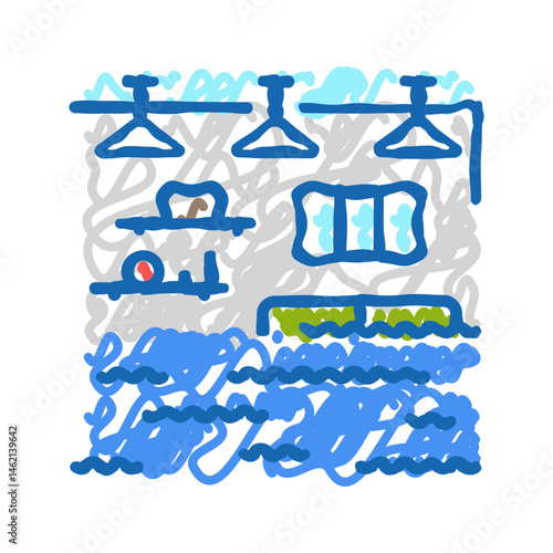 water damage disaster icon doodle illustration