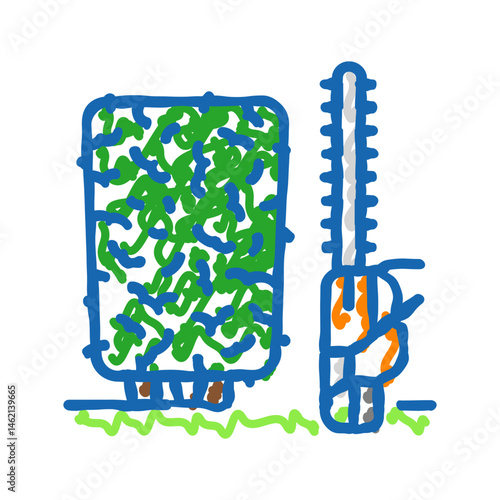 hedge trimming garden maintenance icon doodle illustration