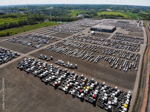 Car factory parking lot in Poland