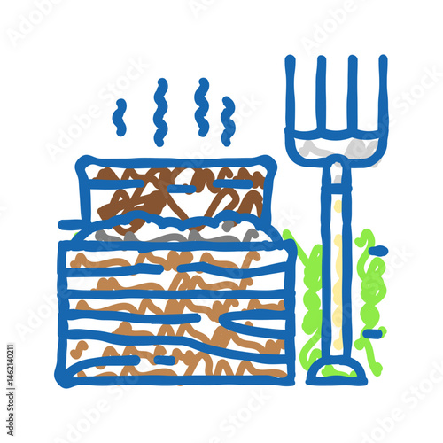 composting garden maintenance icon doodle illustration