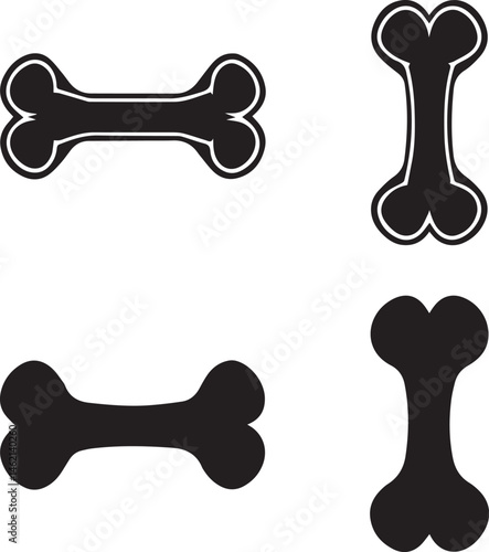 dog bone silhouette vector icon set, dog bone logo vector, bone vector illustration