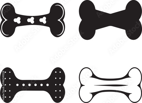 dog bone silhouette vector icon set, dog bone logo vector, bone vector illustration
