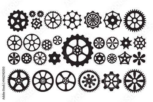 Industrial Gear Icons and Cogs – Engineering Elements Pack