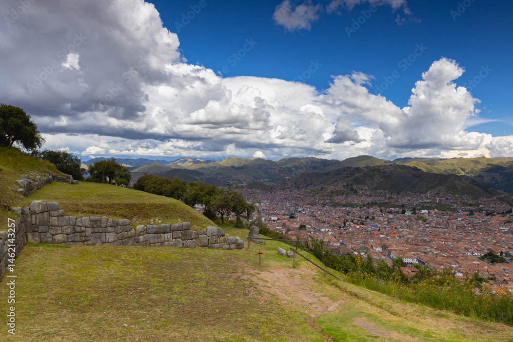 Fototapeta premium View from Puka Pukara Archaeological Complex on Cusco City, Peru