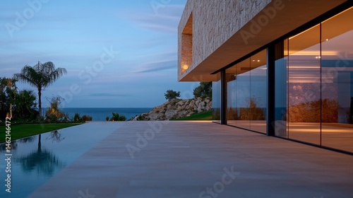 Coastal modern residence blending architecture with serene seaside view