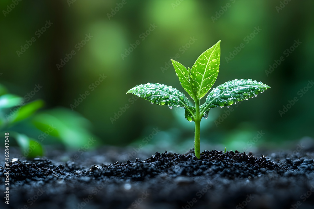 Fresh sprout emerging from fertile soil. Fresh sprout emerging from fertile soil.