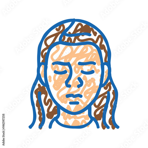 anguish woman expression icon doodle illustration