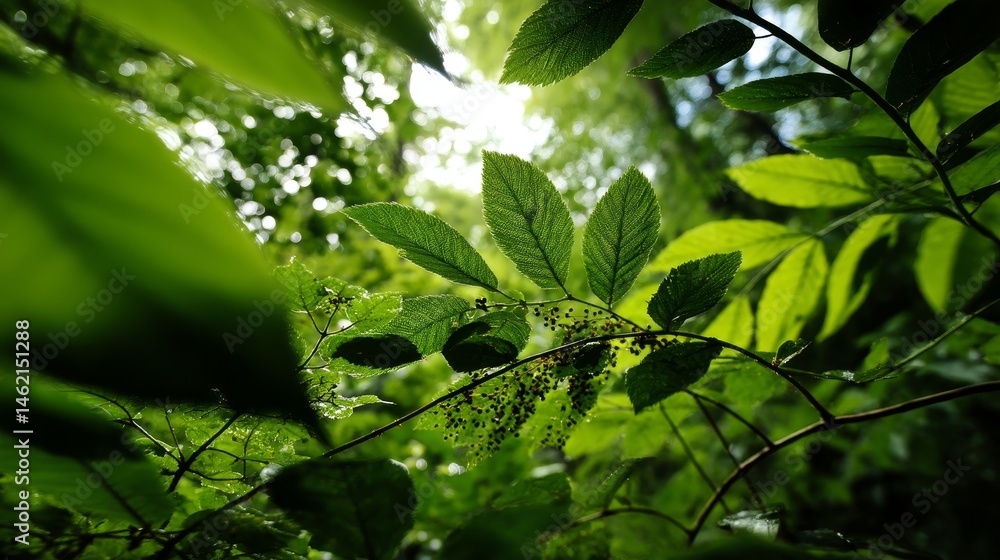 long shot. Wide Shotgreen theme, Symmetrical Composition, Green theme, environmental awareness, lush greenery, vibrant leaves, clean air, sunlight shining through the forest, harmonious composition long shot. Wide Shotgreen theme, Symmetrical Composition, Green theme, environmental awareness, lush greenery, vibrant leaves, clean air, sunlight shining through the forest, harmonious composition