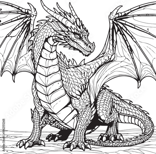 hand drawn vector illustration of a dragon