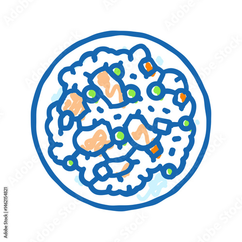 fried rice chicken dish icon doodle illustration