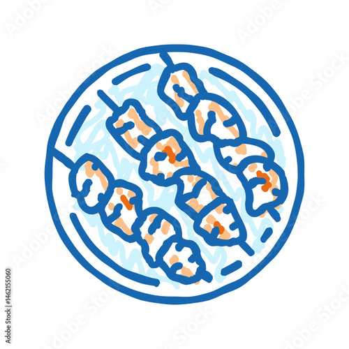 souvlaki chicken dish icon doodle illustration