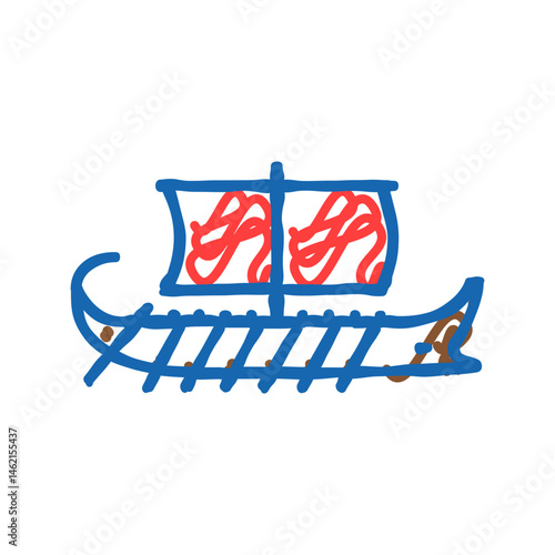 bireme ancient ship icon doodle illustration