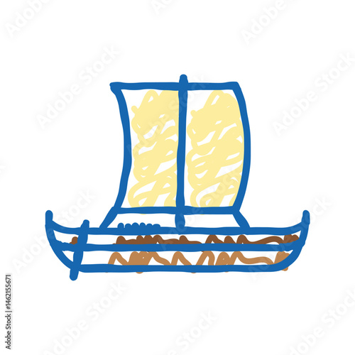 knarr ancient ship icon doodle illustration