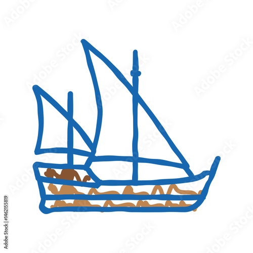 caravel ancient ship icon doodle illustration
