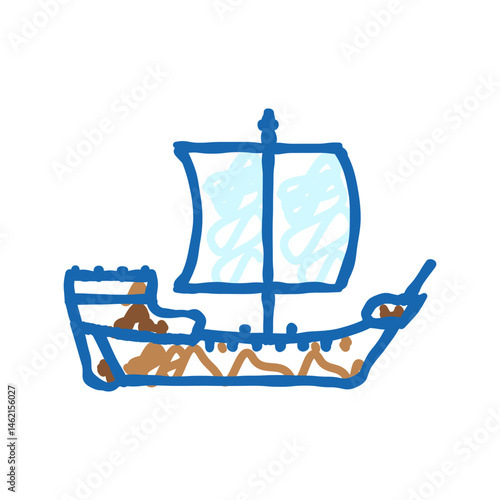 cog ancient ship icon doodle illustration