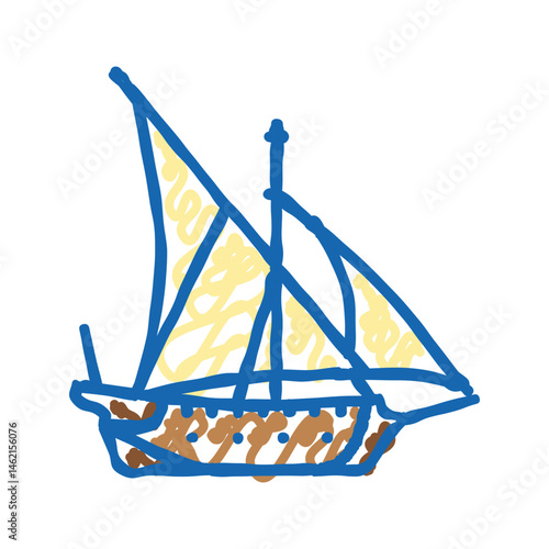barque ancient ship icon doodle illustration