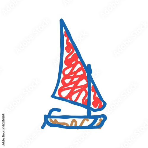 ketch ancient ship icon doodle illustration