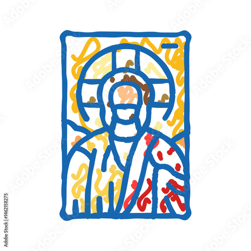 mosaic christ byzantine icon doodle illustration