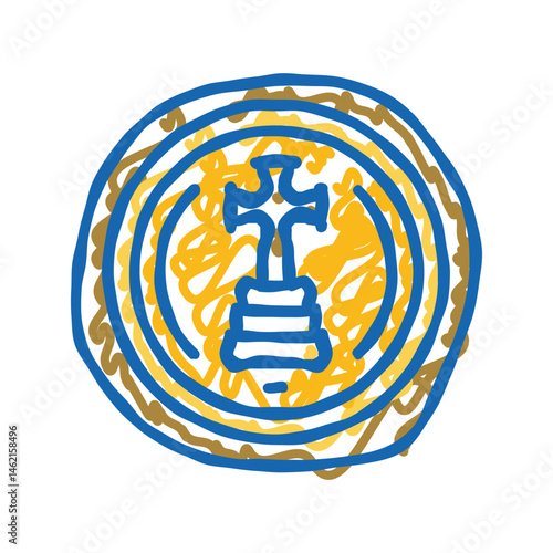 gold coin byzantine icon doodle illustration
