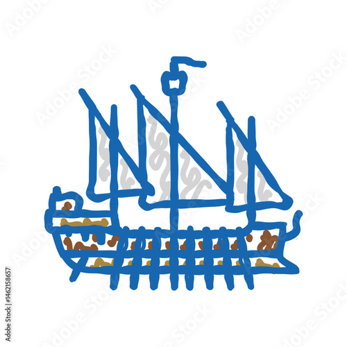 ship byzantine icon doodle illustration