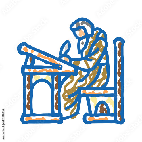 monk scribe byzantine icon doodle illustration
