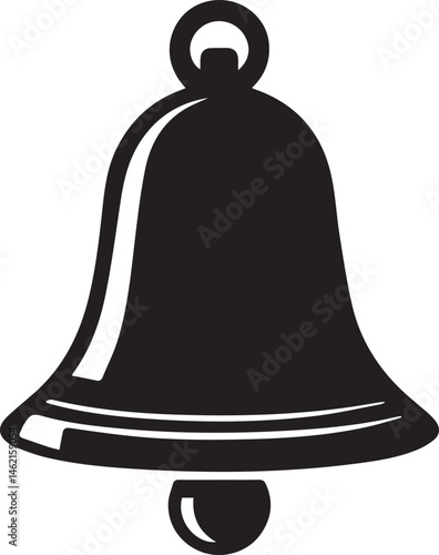 Hand Bell Silhouette Black Vector Illustration