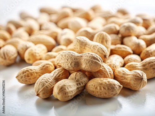 Dried Peanuts, Long Exposure, White Background - High-Resolution Stock Photo