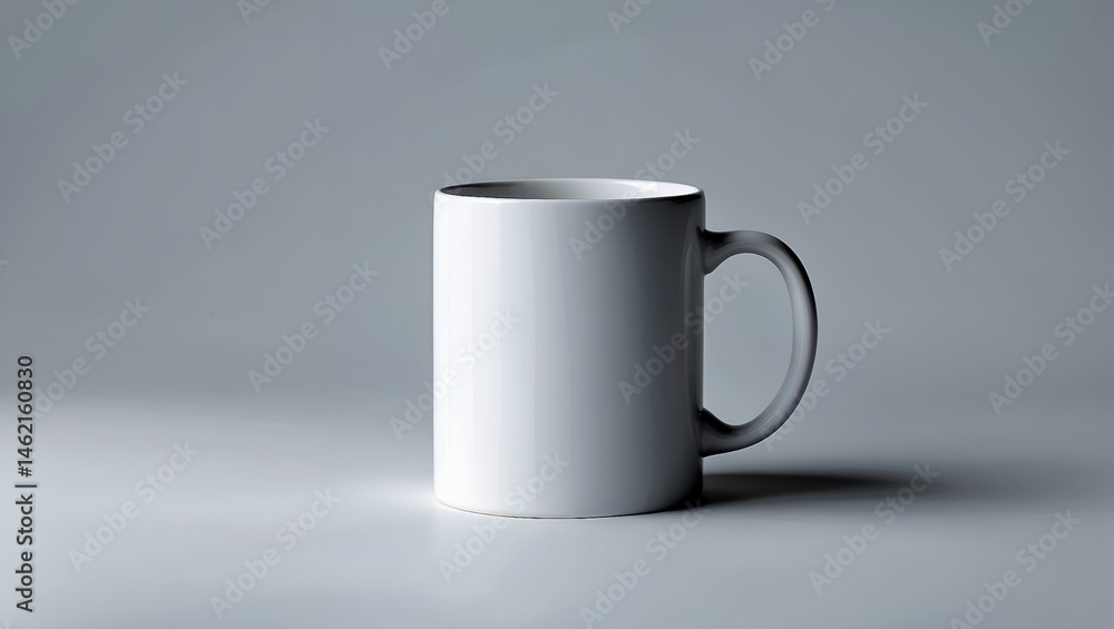 Obraz premium Simple white mug on light background with space