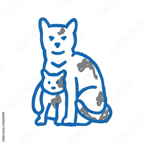 kitten mother cat breeding icon doodle illustration