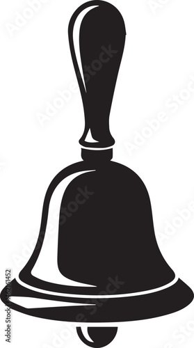 Hand Bell Silhouette Black Vector Illustration