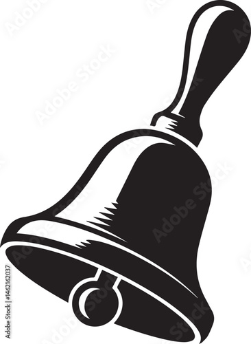 Hand Bell Silhouette Black Vector Illustration