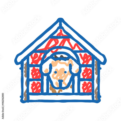 kennel dog icon doodle illustration