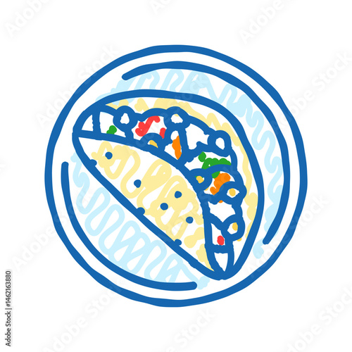 tacos fish icon doodle illustration