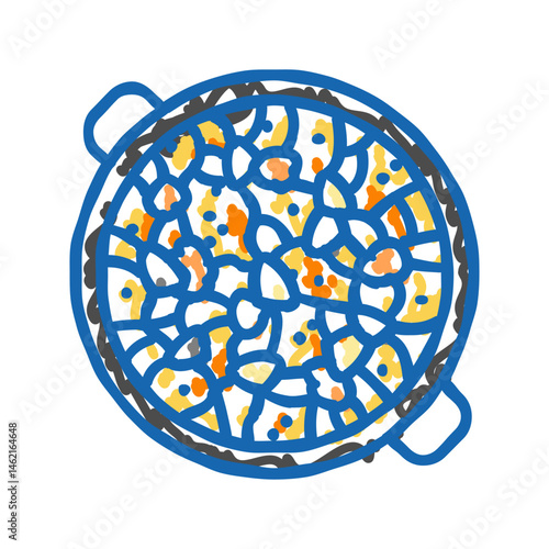paella fish icon doodle illustration