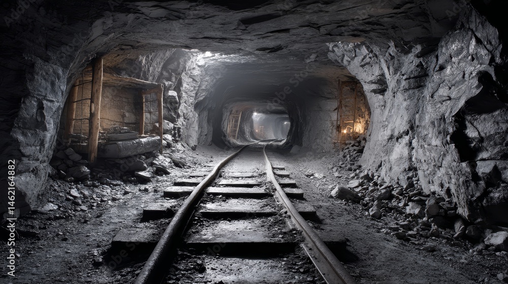 Naklejka premium mine tunnel depict the essence of subterranean coal mining