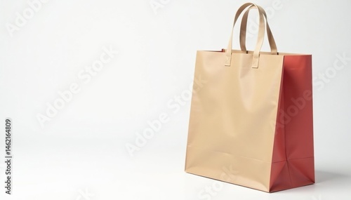 Single reusable shopping bag, white background, brand, business, reusable bag