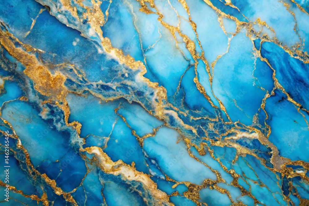 Fototapeta premium Elegant Blue & Gold Marble Texture Background: Vintage Style Design