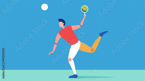 Playing Tennis A person with a prosthetic leg serves a tennis ball on a court exhibiting focus and competitive spirit. The dynamic action captures the intensity of the match.