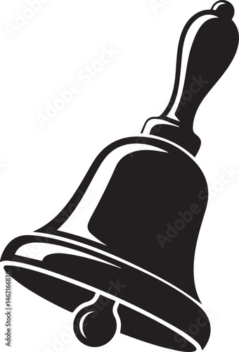 Hand Bell Silhouette Black Vector Illustration
